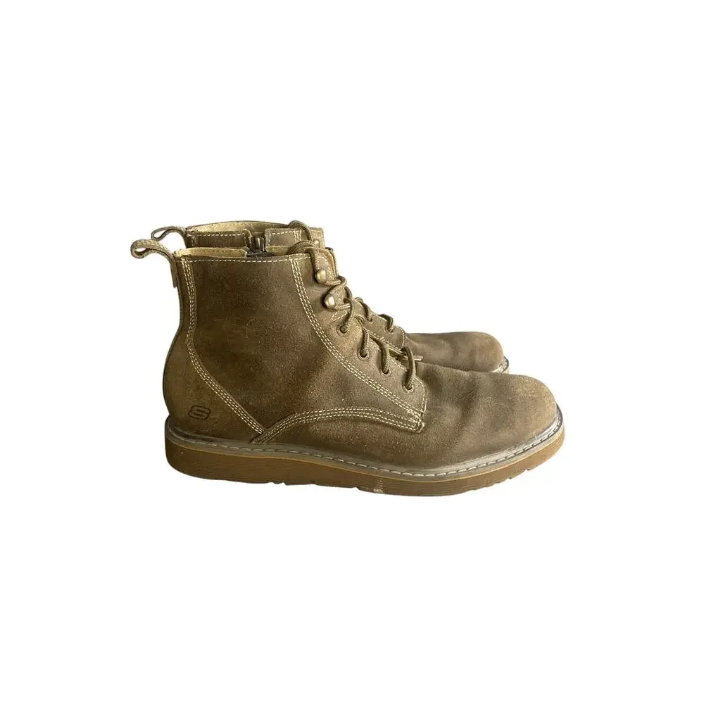 Skechers Men’s Beige Suede Lace Up Utility 6” Boots Size-11